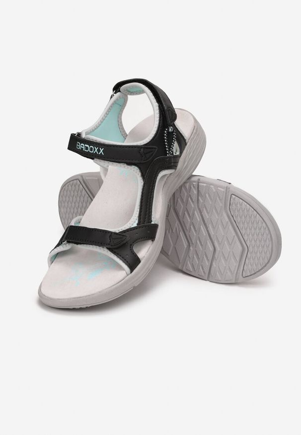 Born2be - Czarne Sandały Sportowe z Wkładką ze Skóry Naturalnej Morgadah. Zapięcie: rzepy. Kolor: czarny. Materiał: materiał, skóra, dresówka. Styl: sportowy
