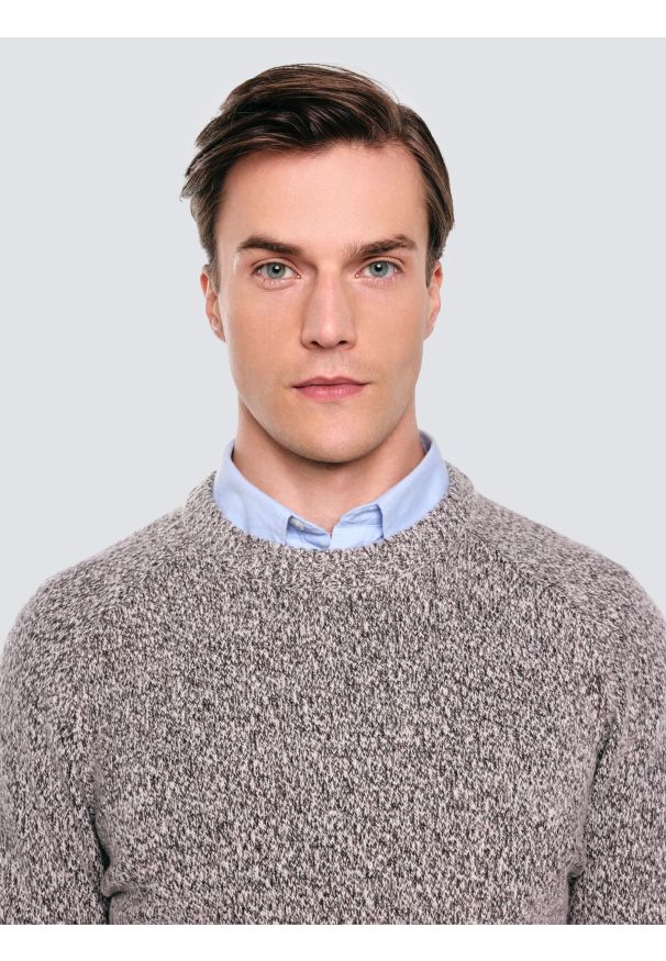 Big-Star - Sweter męski melanżowy brązowy Waltero 804. Okazja: na co dzień. Kolor: brązowy. Materiał: dzianina, jeans. Wzór: melanż. Styl: casual, elegancki, klasyczny