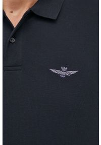 Aeronautica Militare longsleeve męski kolor granatowy gładki. Kolor: niebieski. Materiał: dzianina. Długość rękawa: długi rękaw. Długość: krótkie. Wzór: gładki #2