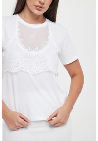 Twinset Milano - T-shirt damski z koronką TWINSET. Materiał: koronka. Wzór: koronka #4
