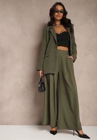 Renee - Ciemnozielone Eleganckie Spodnie Palazzo z Szerokimi Nogawkami Adivisa. Stan: podwyższony. Kolor: zielony. Styl: elegancki #3