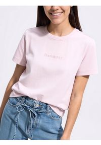 Reserved - T-shirt z nadrukiem - pastelowy róż. Kolor: różowy. Materiał: bawełna, dzianina. Wzór: nadruk. Styl: klasyczny #1