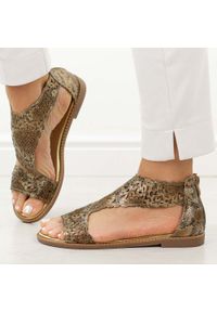 Złote wąż sandały damskie M.Daszyński 24148-2. Okazja: na spacer. Kolor: złoty. Materiał: skóra. Sezon: wiosna, lato. Styl: elegancki, klasyczny #1