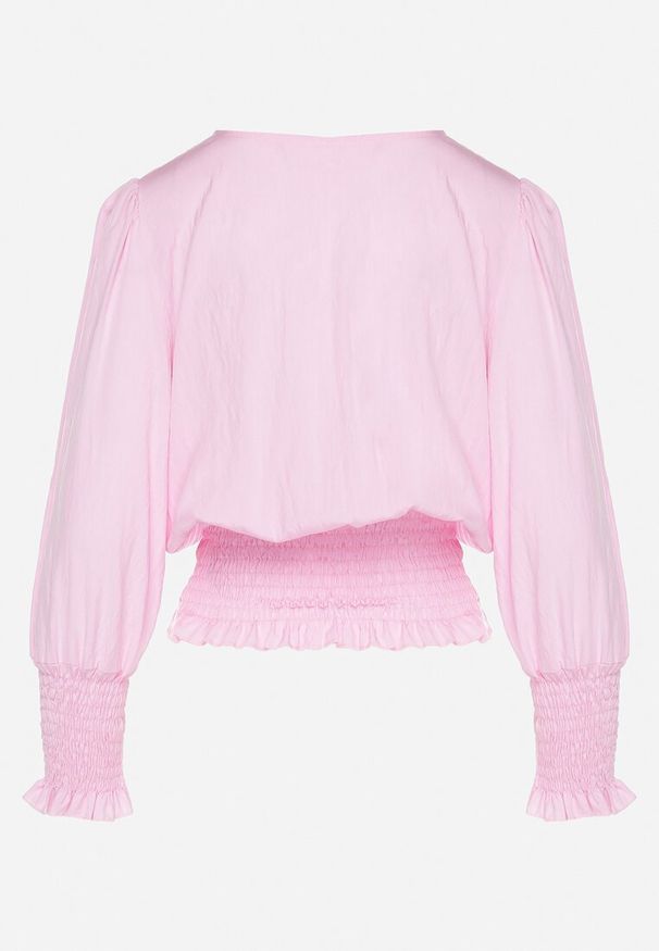 Born2be - Jasnoróżowa Bluzka z Wiskozą i Ściągaczami Velio. Okazja: na co dzień, na spotkanie biznesowe. Kolor: różowy. Materiał: wiskoza. Styl: casual, elegancki, biznesowy