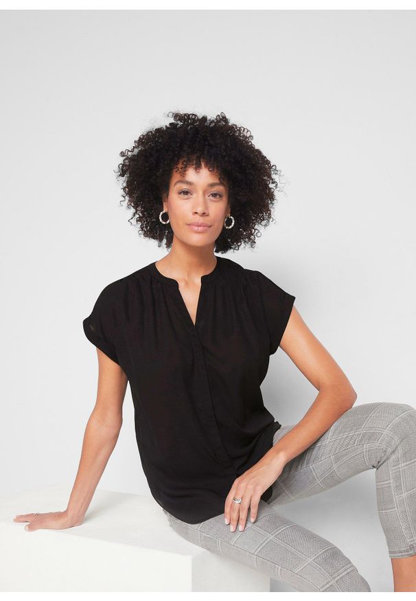 bonprix - Bluzka z żorżety. Kolor: czarny. Styl: klasyczny