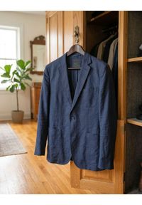 Lniana Męska Marynarka Sportowa (Casual) - Brave Soul - Granatowa. Okazja: na co dzień. Kolor: niebieski. Materiał: wiskoza, len. Styl: sportowy, casual #6