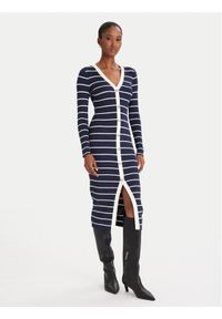 Guess Sukienka dzianinowa W5YK98 Z2YK2 Granatowy Slim Fit. Kolor: niebieski. Materiał: wiskoza
