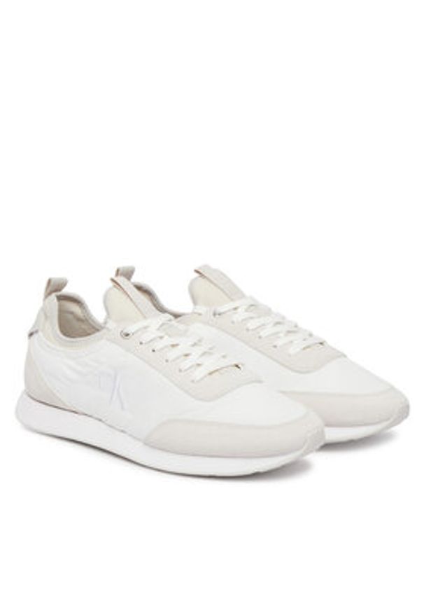 Calvin Klein Sneakersy Retro Runner Sock Laceup Mix YM0YM01414 Biały. Kolor: biały. Materiał: materiał
