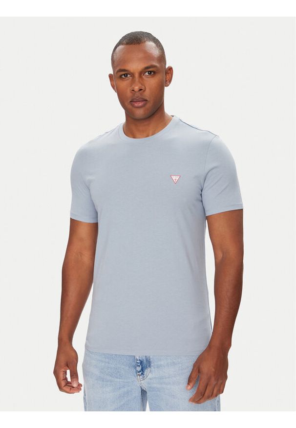 Guess T-Shirt M2YI36 I3Z14 Niebieski Slim Fit. Kolor: niebieski. Materiał: bawełna