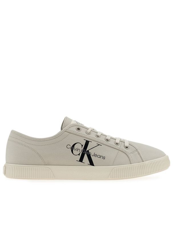 Buty Calvin Klein Jeans Essential Vulcanized 1 YM0YM00306-0F6 - szare. Okazja: na co dzień. Zapięcie: sznurówki. Kolor: szary. Materiał: jeans. Szerokość cholewki: normalna