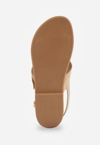 Renee - Beżowe Sandały Japonki VICES z Ozdobnym Paskiem i Klamrą Vendan. Okazja: na co dzień. Zapięcie: klamry. Kolor: beżowy. Materiał: jeans. Sezon: lato. Styl: elegancki, casual #4