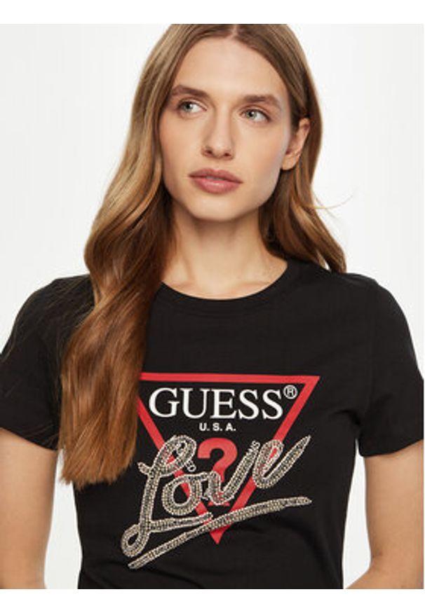 Guess T-Shirt W5RI10 I3Z14 Czarny Regular Fit. Kolor: czarny. Materiał: bawełna