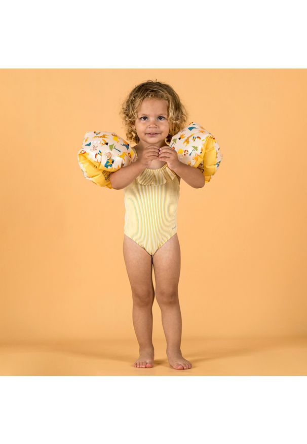 NABAIJI - Strój jednoczęściowy pływacki dla malucha Nabaiji Madina Lanza z falbanką. Kolor: żółty. Materiał: materiał, poliester, elastan, poliamid
