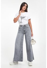 Liu Jo - T-shirt damski z nadrukiem i cyrkoniami LIU JO. Wzór: nadruk #4