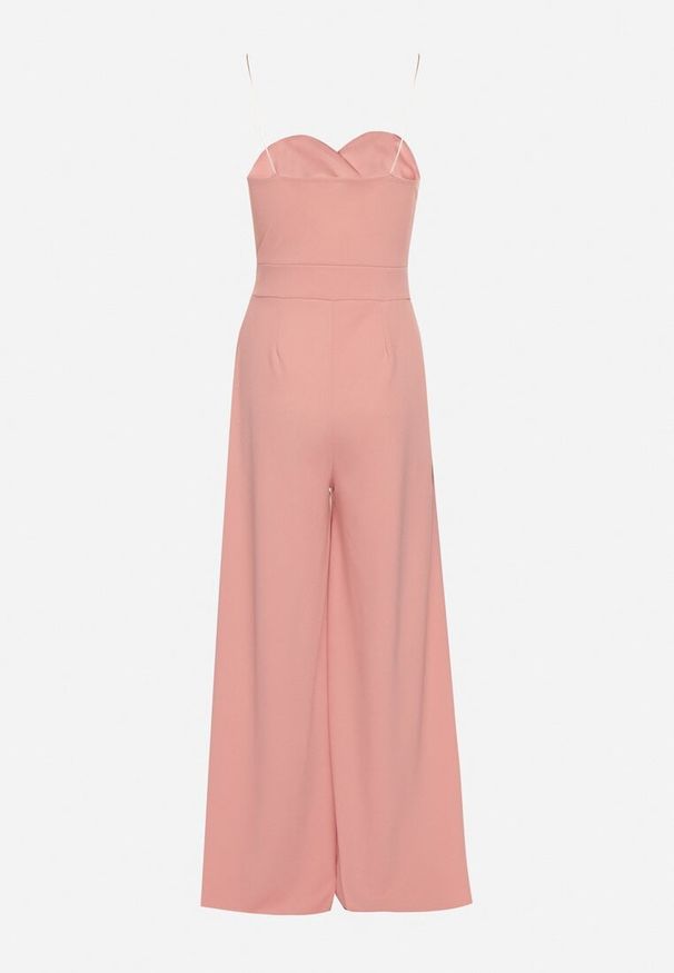 Born2be - Różowy Kombinezon z Trójkątnym Dekoltem na Cienkich Ramiączkach Iliantia. Kolor: różowy. Materiał: tkanina. Długość rękawa: na ramiączkach. Sezon: lato