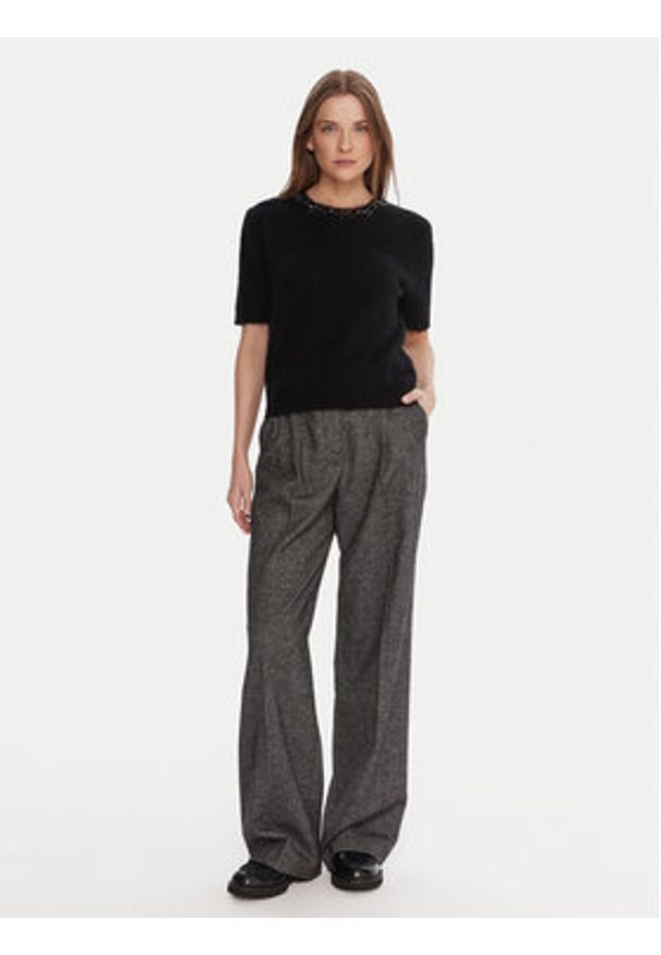 KAOS Sweter RI1NT071 Czarny Regular Fit. Kolor: czarny. Materiał: syntetyk