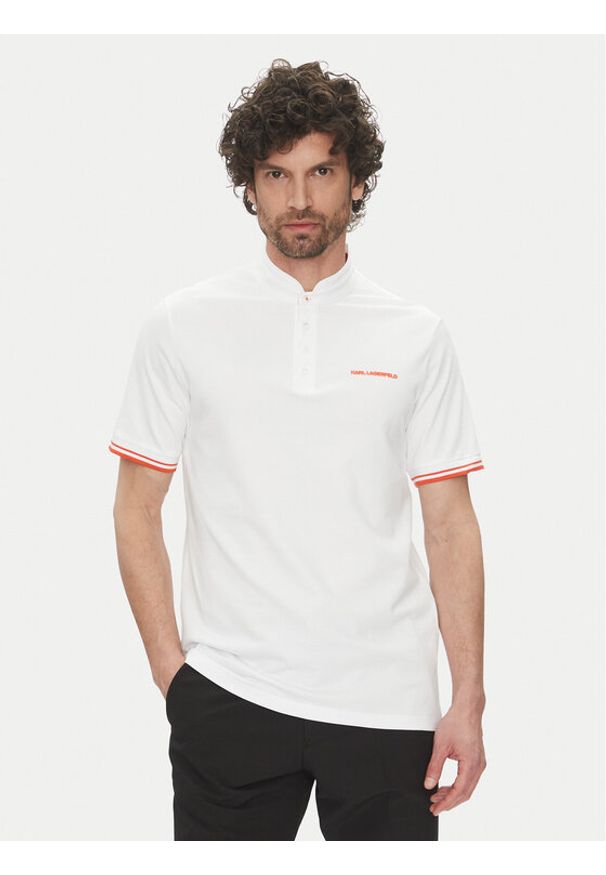 Karl Lagerfeld - KARL LAGERFELD Polo 745022 552232 Biały Regular Fit. Typ kołnierza: polo. Kolor: biały. Materiał: bawełna