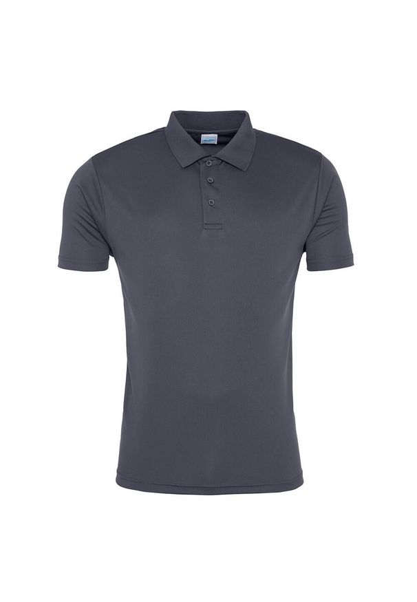 JUST COOL - Męska Gładka Koszulka Polo. Typ kołnierza: polo. Kolor: szary, wielokolorowy, brązowy. Wzór: gładki