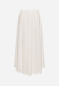 Born2be - Biała Rozkloszowana Spódnica z Wiskozą Zisene. Okazja: na co dzień. Kolor: biały. Materiał: wiskoza. Styl: klasyczny, casual, elegancki #6