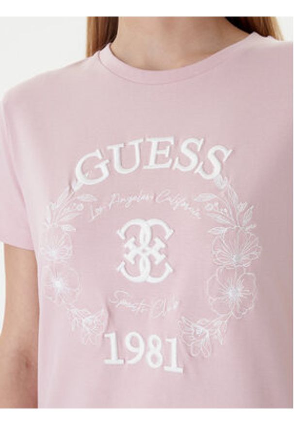 Guess T-Shirt V6RI12 J1314 Różowy Regular Fit. Kolor: różowy. Materiał: bawełna
