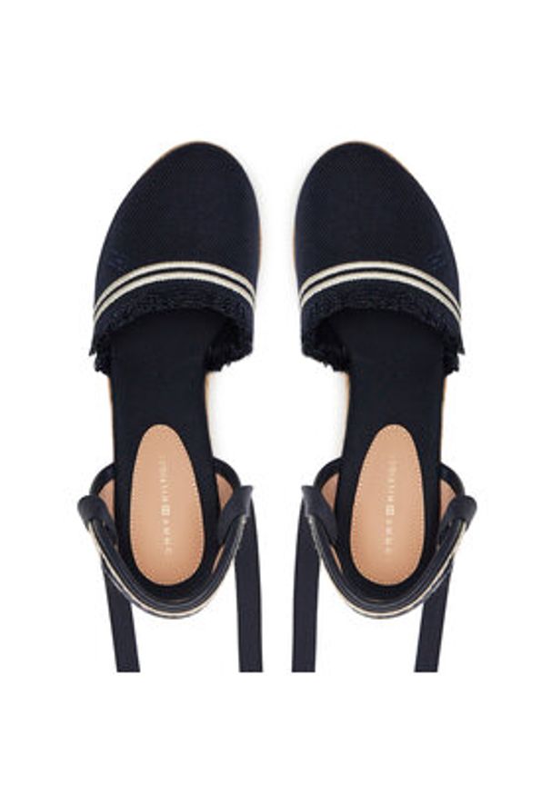 TOMMY HILFIGER - Tommy Hilfiger Espadryle Fringe Canvas High Wedge FW0FW08878 Granatowy. Kolor: niebieski. Materiał: materiał