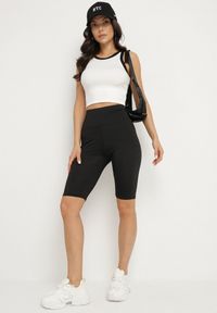 Born2be - Czarne Szorty Kolarki z Elastyczną Gumką w Talii Evisoria. Okazja: na co dzień. Kolor: czarny. Styl: casual, elegancki #5