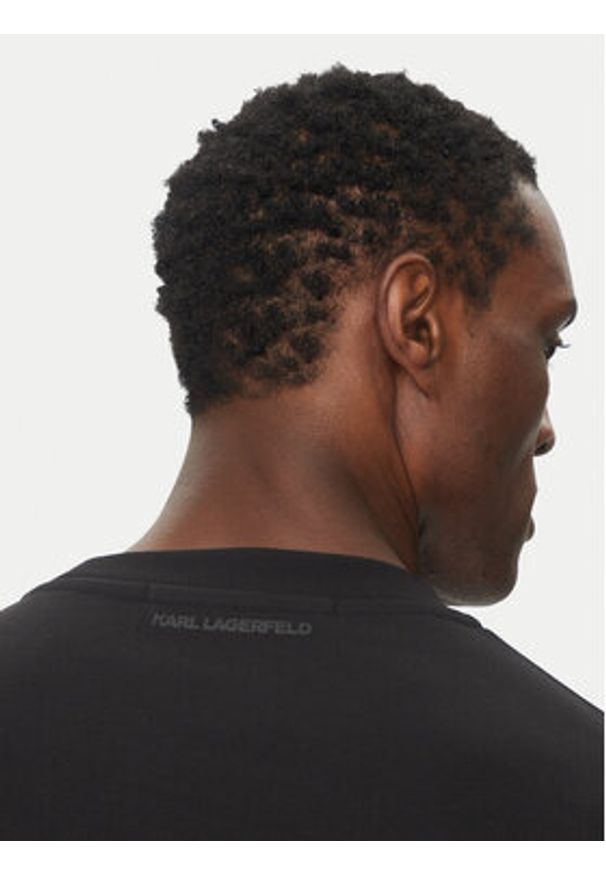 Karl Lagerfeld - KARL LAGERFELD Bluza 705063 552941 Czarny Regular Fit. Typ kołnierza: dekolt w karo. Kolor: czarny. Materiał: bawełna