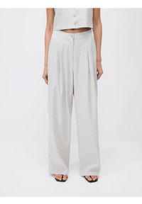 Reserved - Spodnie z lnem i wiskozą - jasnoszary. Kolor: szary. Materiał: len, wiskoza #1