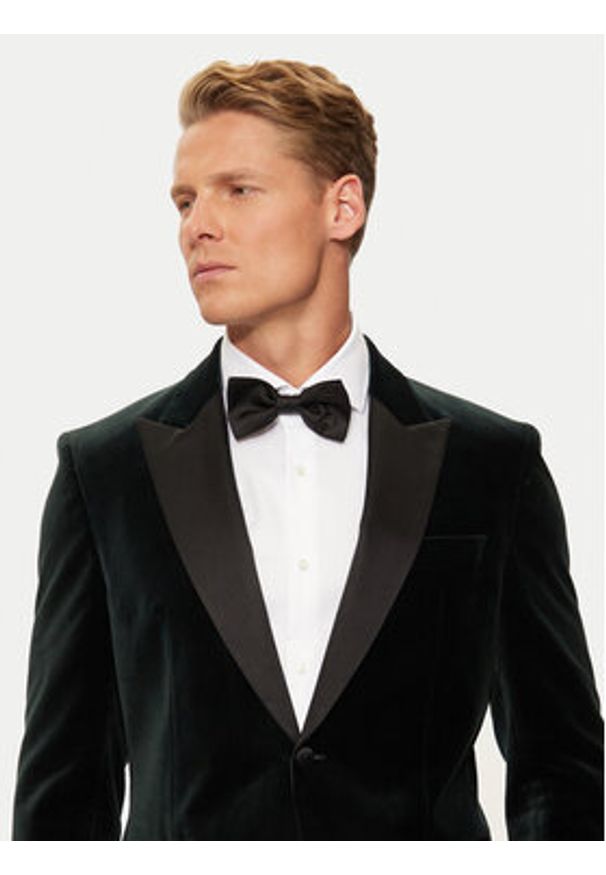 BOSS - Boss Marynarka H-Hutson-Tux-231 50484709 Zielony Slim Fit. Kolor: zielony. Materiał: bawełna