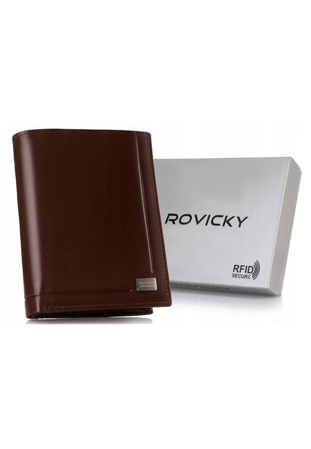 ROVICKY - Portfel skórzany Rovicky [DH] PC-105-BAR brązowy. Kolor: brązowy. Materiał: skóra