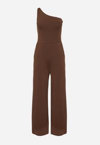 Born2be - Brązowy Asymetryczny Kombinezon na Jedno Ramię z Kieszeniami Efriele. Okazja: na randkę, na co dzień. Kolor: brązowy. Styl: casual #6