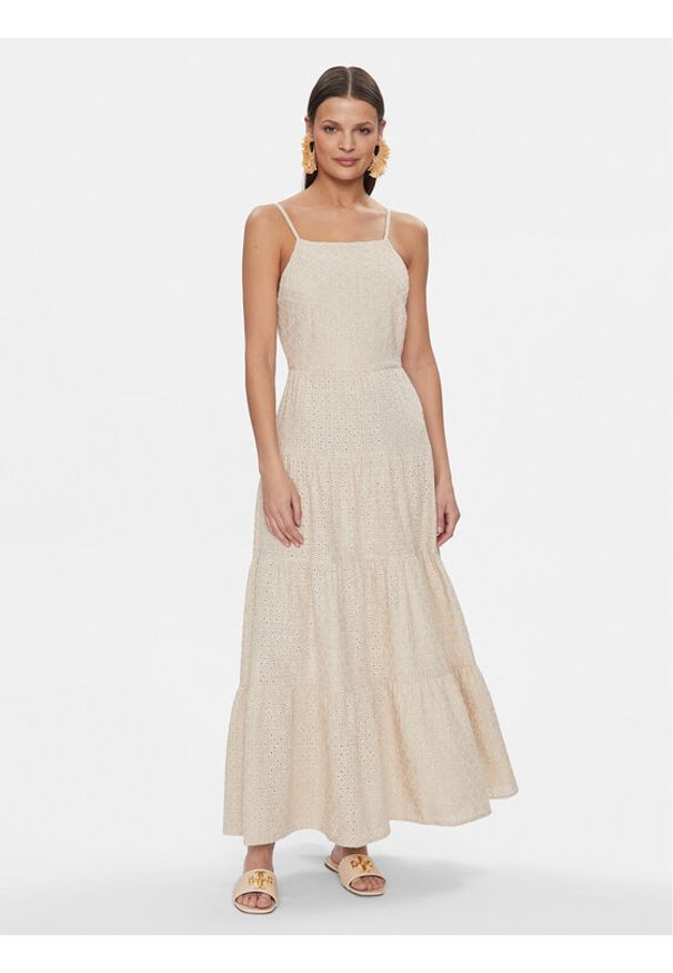 Fracomina Sukienka letnia FJ24SD2004W686E5 Beżowy Regular Fit. Kolor: beżowy. Materiał: len, syntetyk. Sezon: lato