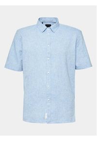 Sisley Koszula 59A2SQ01Y Niebieski Regular Fit. Kolor: niebieski. Materiał: bawełna, len