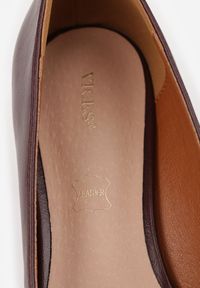 Born2be - Bordowe Czółenka Vices na Obcasie w Stylu Kaczuszki z Wkładką ze Skóry Naturalnej Lukke. Kolor: czerwony. Materiał: skóra. Obcas: na obcasie. Styl: elegancki. Wysokość obcasa: średni #9