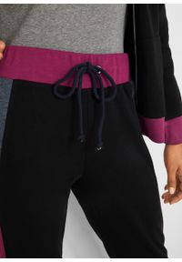 Bluza rozpinana + spodnie w długości do kostki (2 części) bonprix czarny melanż. Kolor: czarny. Materiał: poliester, materiał, bawełna. Wzór: melanż #5