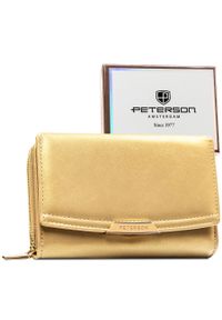 Portfel damski ze skóry ekologicznej w ciemnobeżowym kolorze, wyposażony w system RFID - Peterson. Kolor: beżowy. Materiał: skóra ekologiczna #1