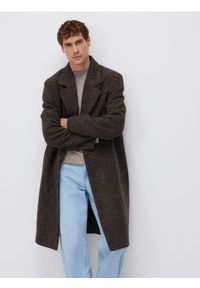 Reserved - Płaszcz z domieszką wełny - brązowy. Kolor: brązowy. Materiał: wełna #1