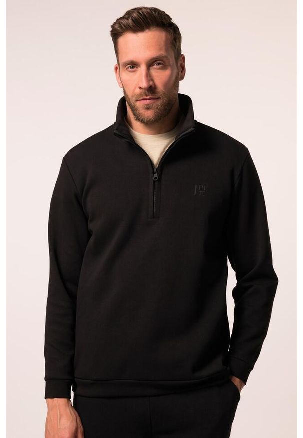 JAY-PI - Męski Półgolf Belly Fit fitness zamek wszywane kieszenie do rozm. 7 XL. Kolekcja: plus size. Kolor: czarny. Materiał: materiał, poliester, elastan, bawełna. Sport: fitness