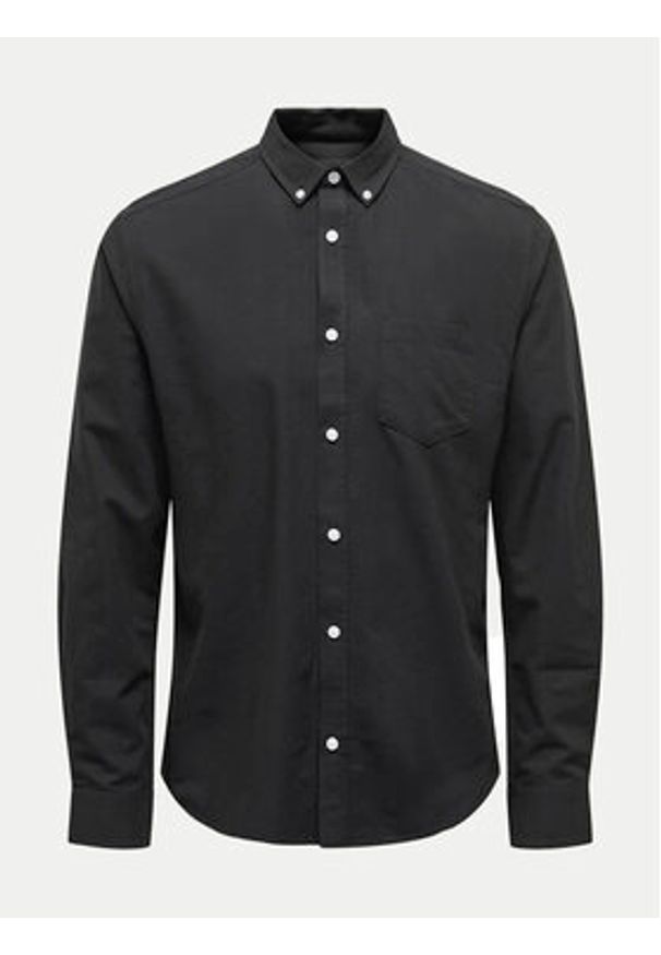 Only & Sons Koszula Alvaro 22006479 Czarny Slim Fit. Kolor: czarny. Materiał: bawełna, syntetyk