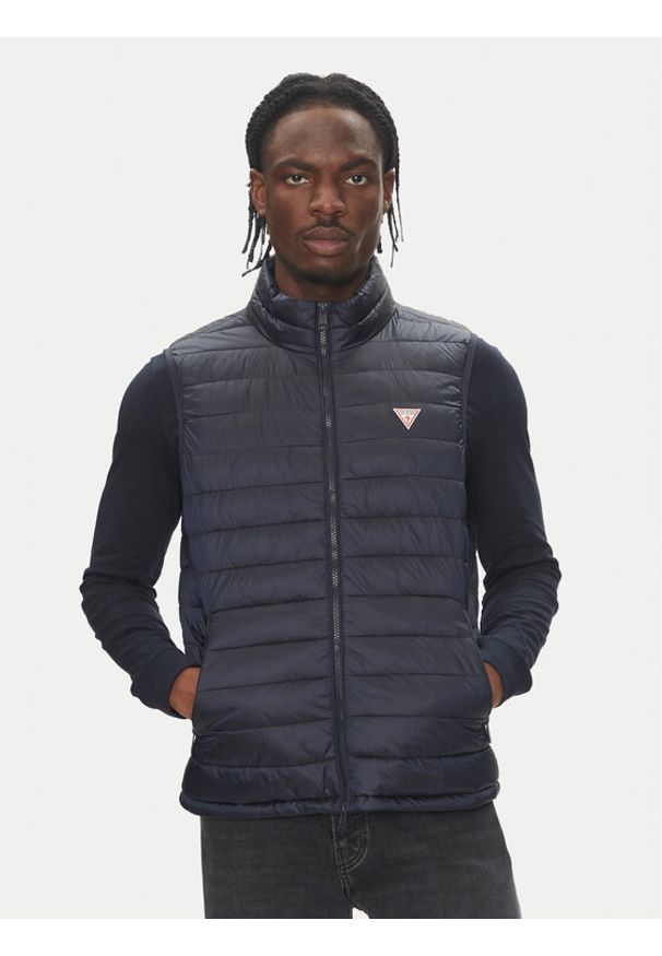 Guess Jeans Bezrękawnik M5RN55 WHAB2 Granatowy Regular Fit. Kolor: niebieski. Materiał: syntetyk. Długość rękawa: bez rękawów