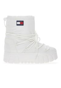 Buty Tommy Jeans Hybrid Boot EN0EN02601-YBL - białe. Kolor: biały. Materiał: guma, poliester, materiał. Szerokość cholewki: normalna. Sezon: zima