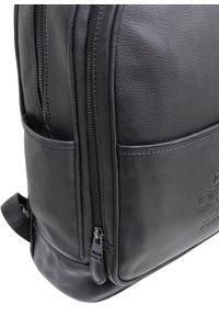 Ochnik - Skórzany dwukomorowy plecak męski z logo. Kolor: czarny. Materiał: skóra #5