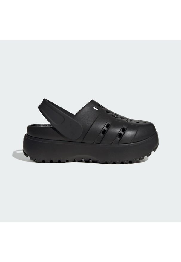 Adidas - Klapki Adilette Platform. Kolor: czarny. Obcas: na platformie. Styl: sportowy