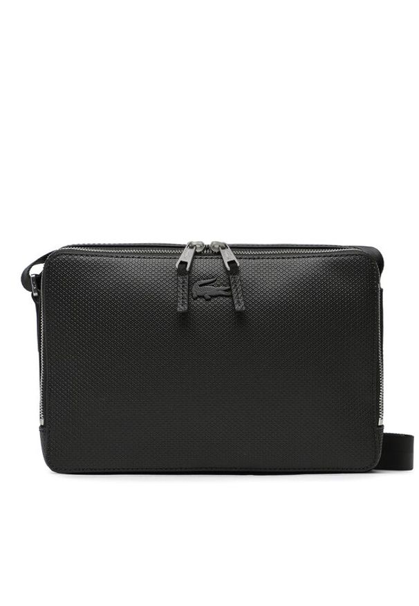 Lacoste Saszetka Split Cow Leather NH3270CE Czarny. Kolor: czarny. Materiał: skóra