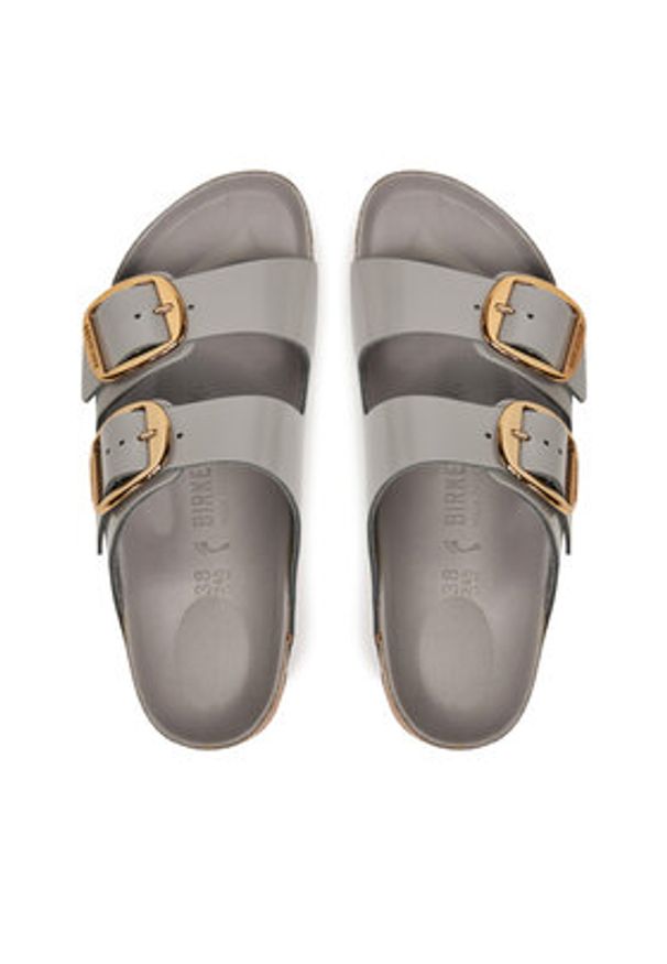 Birkenstock Klapki Arizona Big Buckle Hex 1029391 Szary. Kolor: szary. Materiał: skóra