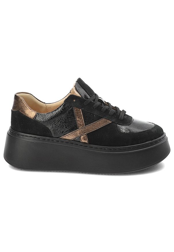 Czarne Sneakersy Armodo Wygodne Obuwie Damskie. Kolor: czarny. Obcas: na platformie. Styl: elegancki