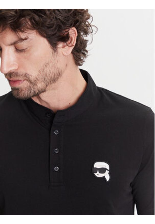 Karl Lagerfeld - KARL LAGERFELD Polo 745023 552224 Czarny Regular Fit. Typ kołnierza: polo. Kolor: czarny. Materiał: bawełna