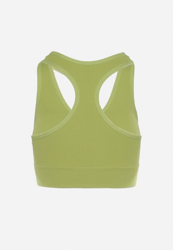 Born2be - Zielony Tank Top Sportowy z Prążkowanej Dzianiny Ophiase. Kolor: zielony. Materiał: dzianina, prążkowany. Styl: sportowy