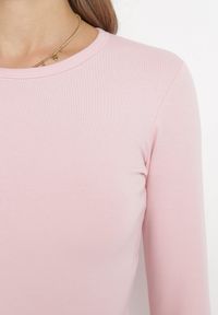 Born2be - Różowa Bluzka z Elastycznej Dzianiny Hiressa. Kolor: różowy. Materiał: dzianina #5