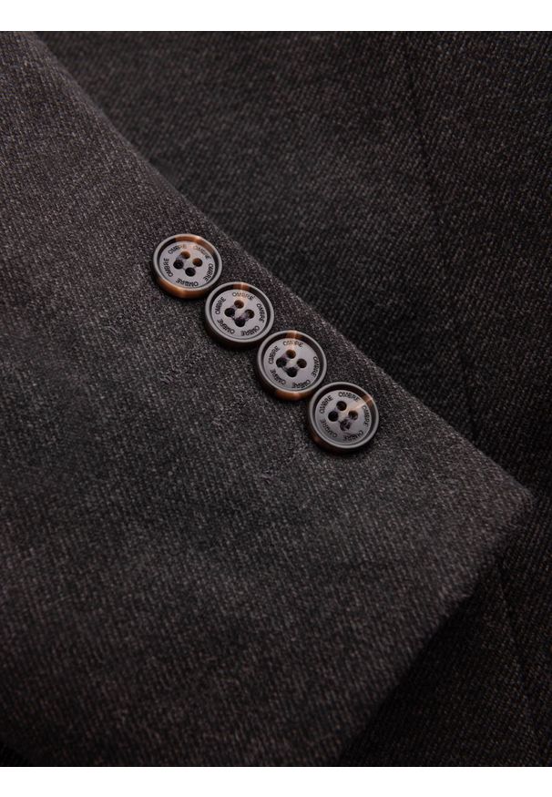 Ombre Clothing - Melanżowa marynarka męska z dodatkiem rayonu ze stójką – czarny melanż V5 OM-BLZB-0131 - XXL. Okazja: na co dzień. Typ kołnierza: kołnierzyk stójkowy. Kolor: czarny. Materiał: skóra, tkanina, zamsz, materiał, poliester. Wzór: melanż. Styl: klasyczny, casual